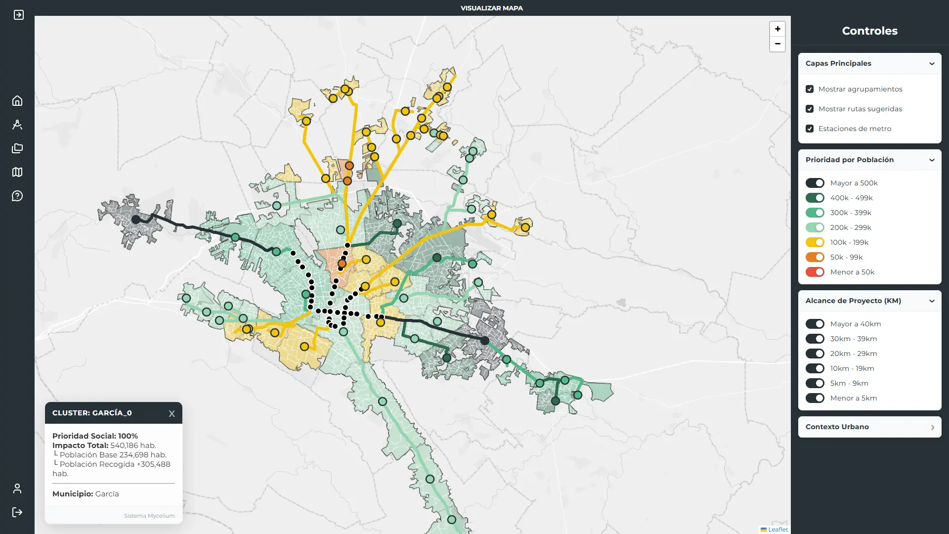 Mapa interactivo de clusters